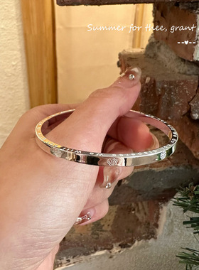 银9999开口足银手镯女士生时尚