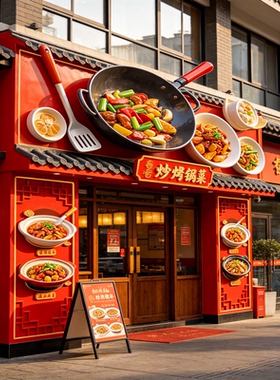 炒菜门头雕塑店铺引流神器网红打卡拍照雕塑卡通玻璃钢门头设计