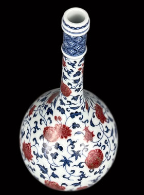 【镇店之宝】春风祥玉釉里红缠枝莲花瓶 邹俊窑手绘花卉摆件花器