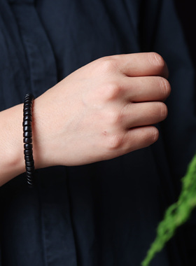 黑檀木直切药片手串文玩佛珠男女士盘玩手把件手链配饰绕指柔桶珠