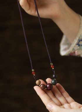 五行合香珠项链吊坠天然中药手工药香珠锁骨链饰品助眠脖挂件