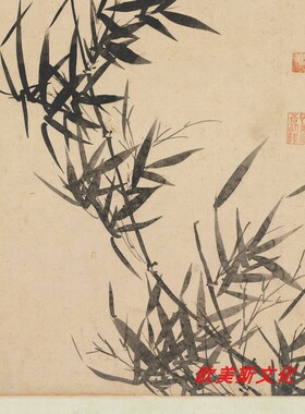 明 文徵明 听竹图轴古代书画植物国画真迹高清宣纸微喷临摹装饰画