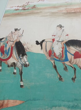 张大千 唐人行猎图书画人物国画真迹宣纸微喷仿古画芯挂轴装饰画