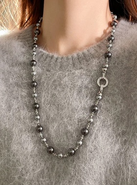 高级项链施家珍珠锁骨链毛衣链女