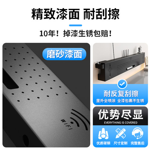 免打孔无线wifi路由器收纳盒壁挂式电视机机顶盒放置架桌面置物架-图0