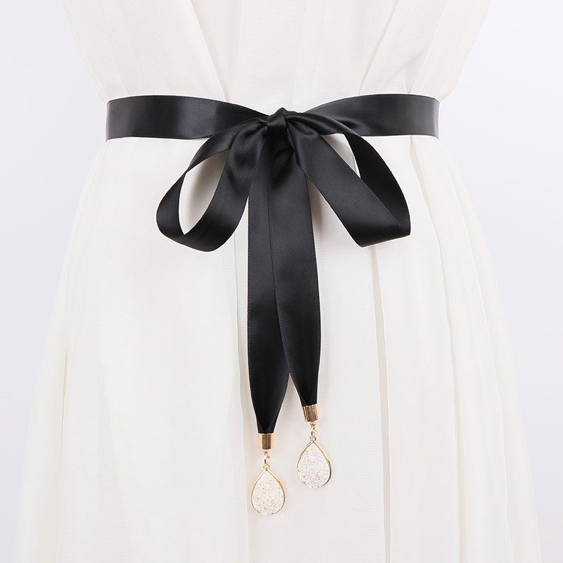 飘带丝绸腰带女装饰简约细长条束腰系带腰绳裙带衬衫连衣裙子配饰 - 图1