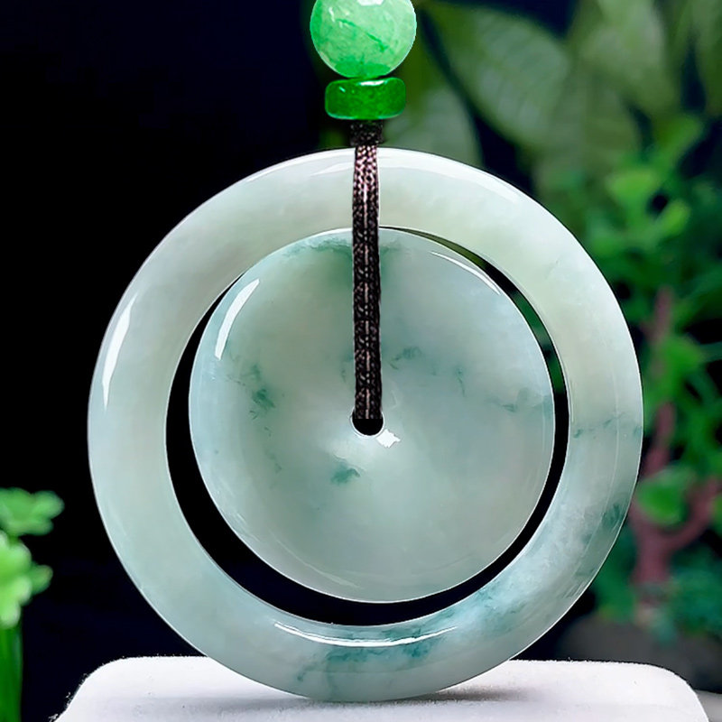 特大款 缅甸料飘花天然A货翡翠子母扣吊坠 平安扣玉佩玉坠男女款,淘宝优惠券,粉丝福利购,淘宝优惠卷