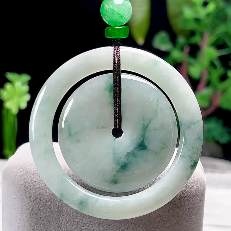 特大款 缅甸料飘花天然A货翡翠子母扣吊坠 平安扣玉佩玉坠男女款,淘宝优惠券,粉丝福利购,淘宝优惠卷