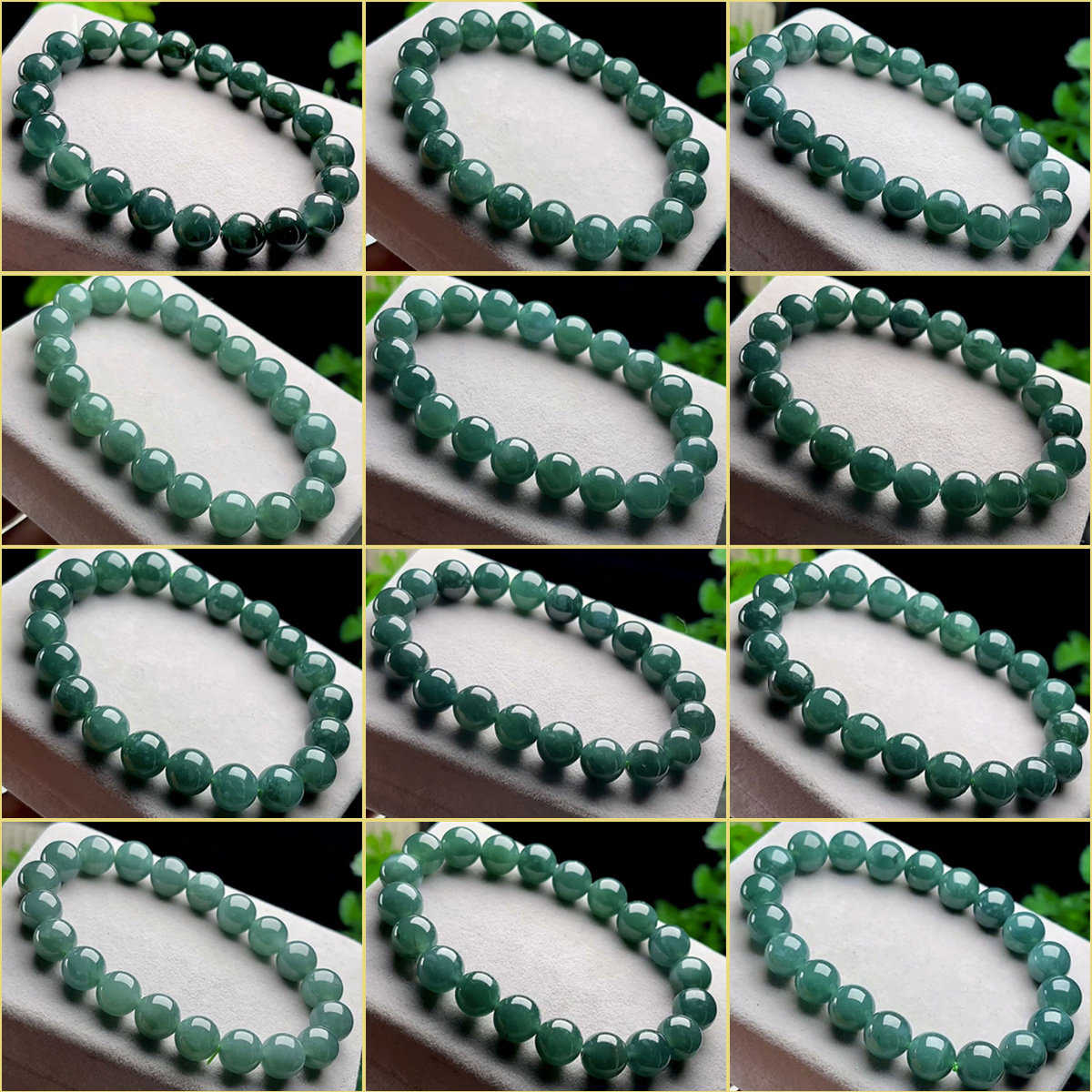 10mm正品A货天然蓝水油青绿翡翠圆珠珠链女手串单圈玉项链手链男 - 图0