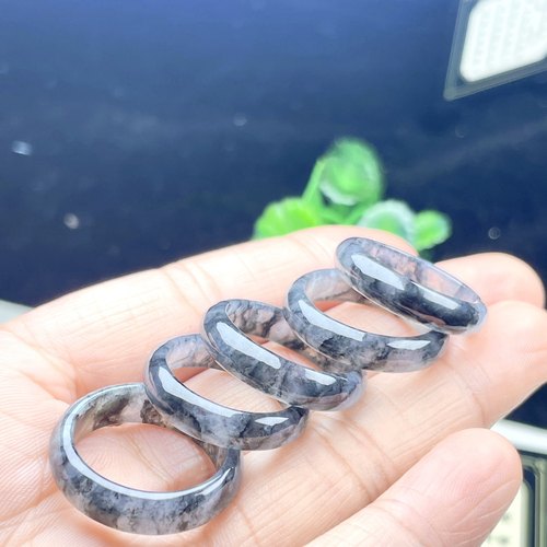 超值A货翡翠乌鸡戒指天然戒圈冰乌鸡玉指环黑飘花扳指对戒包邮 - 图3