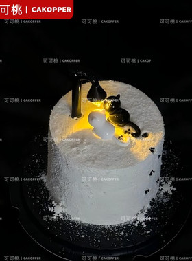 路灯小猫软胶小摆件黑色气球爱心蜡烛套装情人节周年生日蛋糕装饰