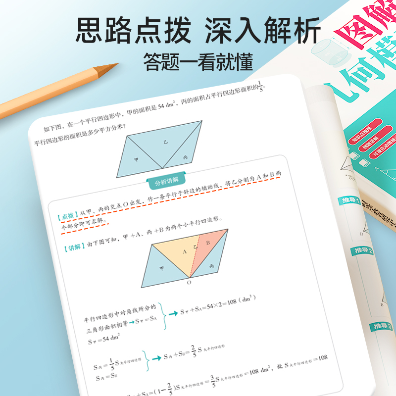 【时光学】图解几何模型全套2册 小学生四五六年级小升初数学思维训练练习题玩转几何专项突破小学数学应用题巧解强化母题大全