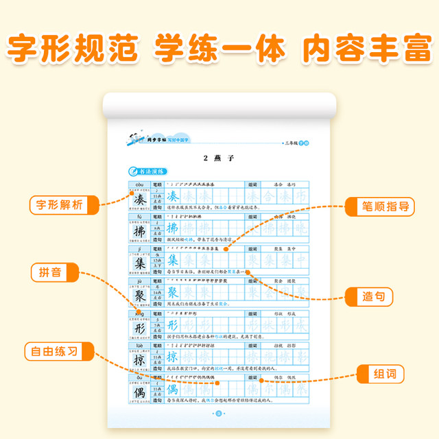 Dangdang.com Genuine Write Chinese Calligraphy Edition Primary School Synchronized Practice Copybook for Grades 1, 2, 3, 4, 5 and 6, Volume 2 Copybook with Video Teaching Materials for Calligraphy Chinese Primary School Students Special Genuine Daily Calligraphy Practice Sticker for Pen Control Training