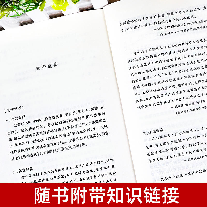 茶馆老舍正版 人民文学出版社完整版无删减 初高中学生语文配套阅读书籍 中小学生课外拓展文学名著 老舍经典作品全集散文集 - 图2