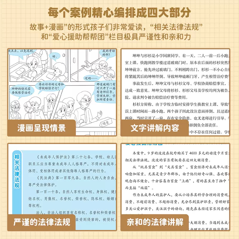 全3册漫画民法典入门给孩子的第一本法律启蒙书女孩你该如何保护自己少年法律启蒙普及书反霸凌家庭安全教育书籍 - 图0