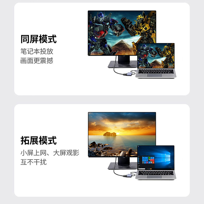 腾飞typec转hdmi拓展坞扩vga适用华为笔记本苹果平板ipad联想macbook电脑手机连接电视投影仪显示器投屏转换 - 图3