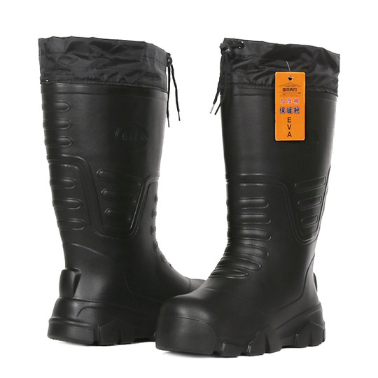 超轻泡沫EVA加绒雨鞋男士加大加肥 保暖水鞋一体防滑加棉雨靴女士