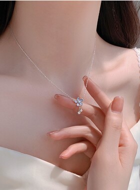 s999纯银花朵项链女夏季轻奢小众