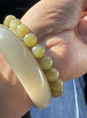 新疆且末黑羊洞和田玉猫眼手串8mm圆珠金猫女士佩戴精美新年礼物