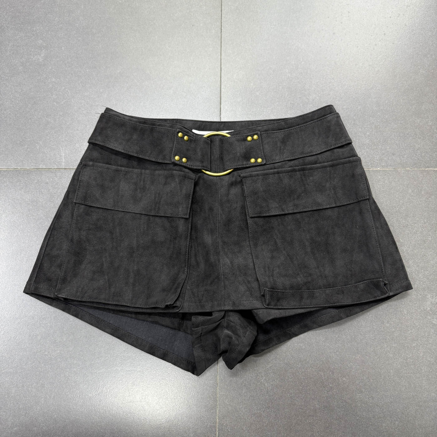 外贸单纯原@ltard state 辣妹麂皮辣妹短裤 小众中低腰大口袋靴裤,淘宝优惠券,粉丝福利购,淘宝优惠卷