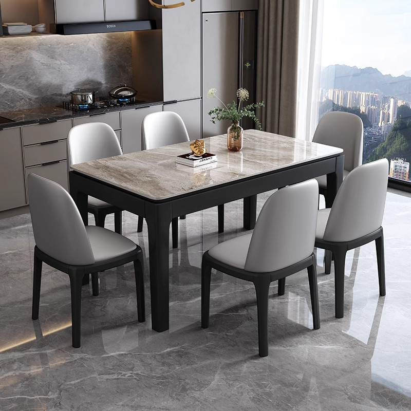 岩板餐桌椅组合现代简约家用全实木小户型轻奢长方形吃饭桌子椅子,淘宝优惠券,粉丝福利购,淘宝优惠卷