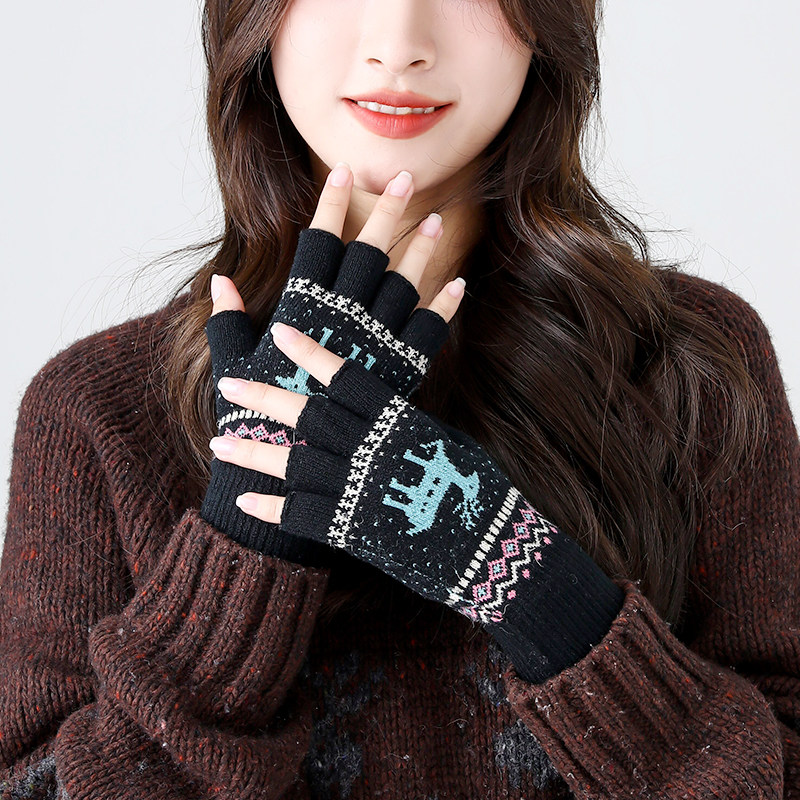 半指手套女冬天成人针织毛线保暖防寒秋冬季露手指触屏学生漏五指,淘宝优惠券,粉丝福利购,淘宝优惠卷