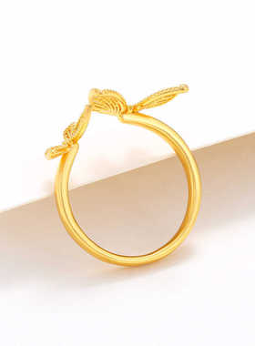 黄金戒指女蕾丝蝴蝶戒指