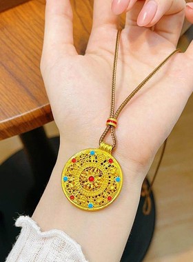 八宝罗盘金刚杵珐琅吊坠项链