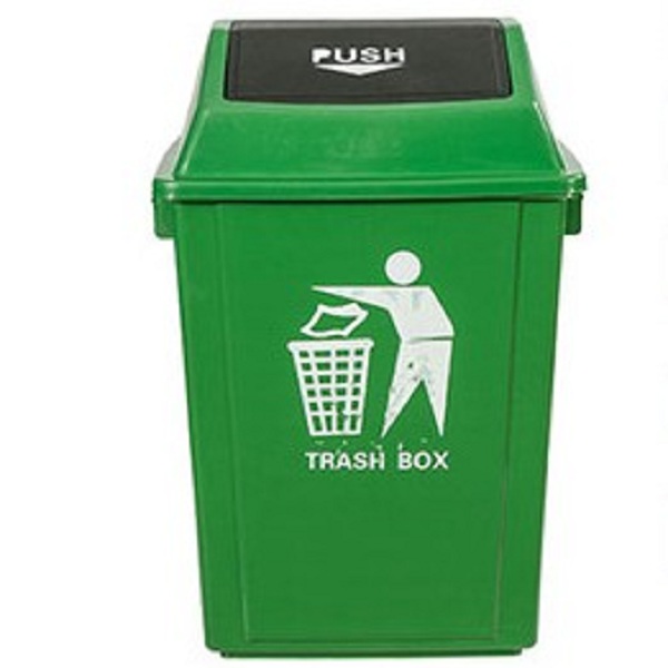全新加厚翻盖弹盖垃圾桶60L塑料方垃圾桶环保户外餐饮酒店垃圾桶