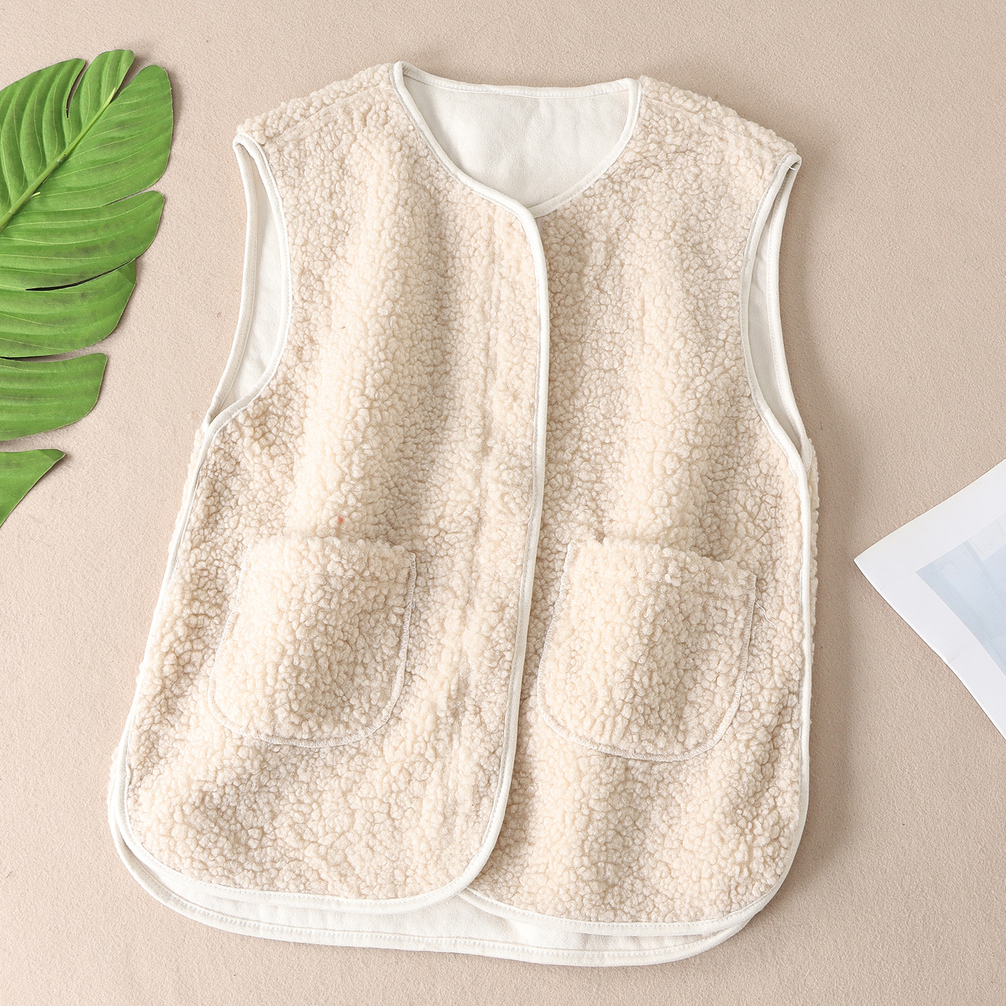 羊羔毛颗粒绒马甲女仿皮毛一体秋冬百搭外穿马夹背心无袖外套C472 - 图1