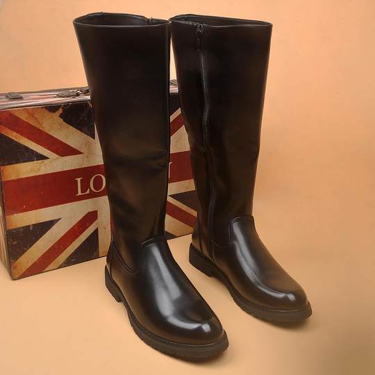 男士长筒靴子加绒保暖机车靴仪仗队厚底骑士靴护膝高筒马靴秋冬款