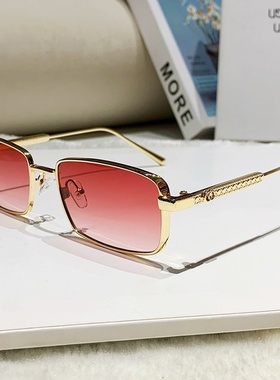 新款金属太阳镜藤格纹镜腿方形复古墨镜欧美个性小框防紫外线