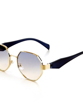 新款多边形圆框太阳镜男欧美跨境复古防晒太阳眼镜男潮遮阳墨镜女