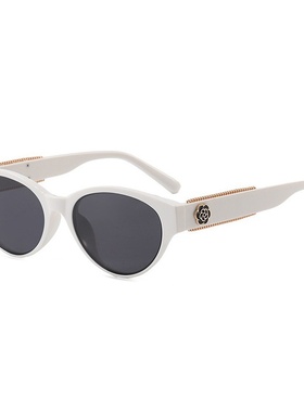 2025新款小香风猫眼墨镜女感复古椭圆形时尚茶花太阳镜显脸小