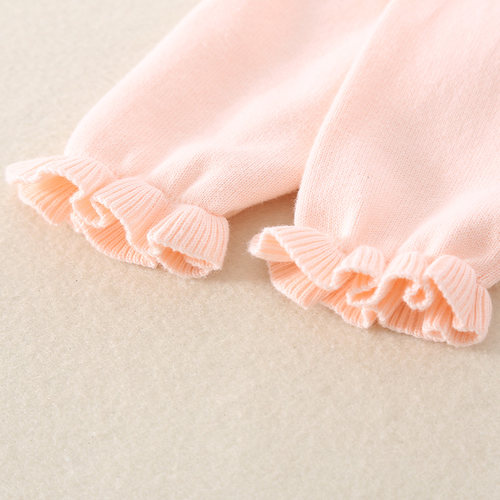 婴儿衣服粉色公主连体衣秋冬满月女宝宝毛衣纯棉百天套装针织哈衣 - 图2