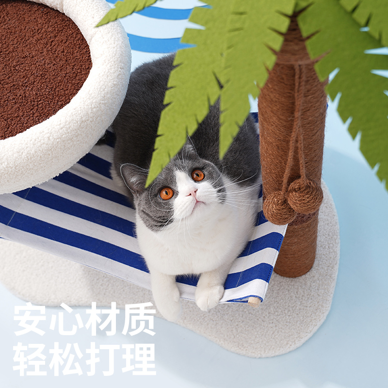 zeze椰树猫爬架猫窝一体猫抓柱猫咪磨爪猫抓板不掉屑耐磨玩具 - 图3