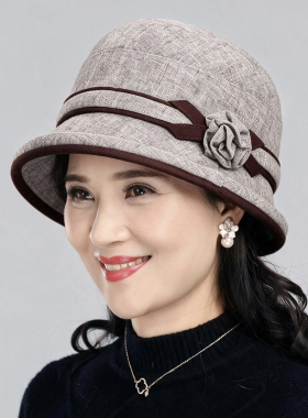 中老年妈妈帽子女春秋天盆帽薄款老人奶奶布帽老太太帽妈妈渔夫帽