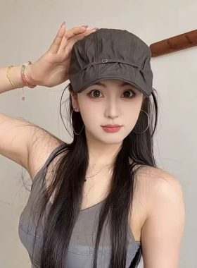 女款鸭舌帽显脸小日系复古百搭速干褶皱宽檐帽子个性遮阳帽前进帽