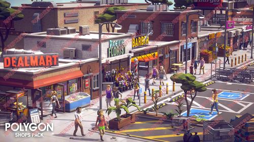 POLYGON Shops Pack - Low Poly 3D Art by Synty 购物商场商店 - 图0