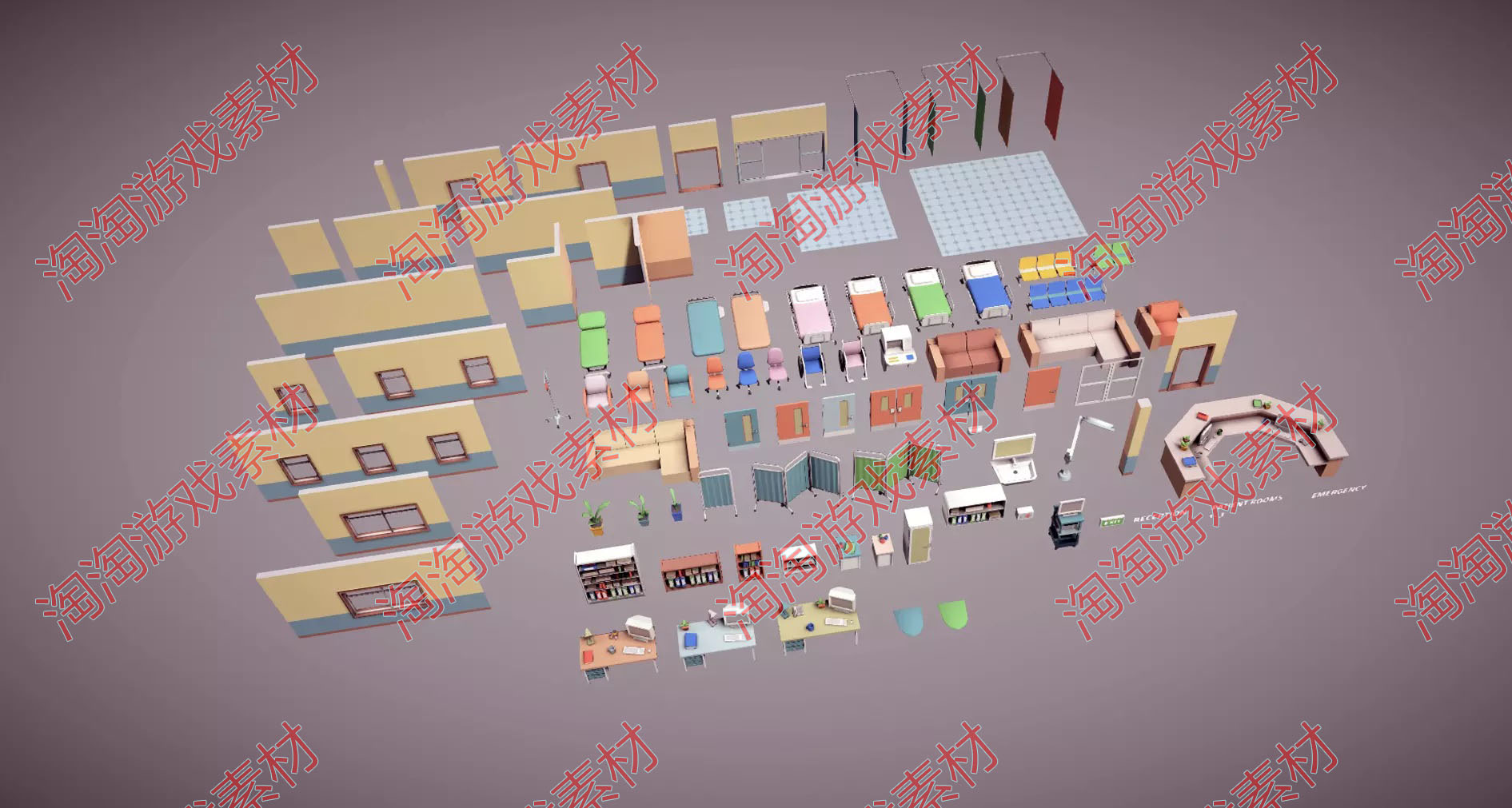 Unity3d Hospital Lowpoly 1.1卡通多边形医院诊所场景模型素材包 - 图3