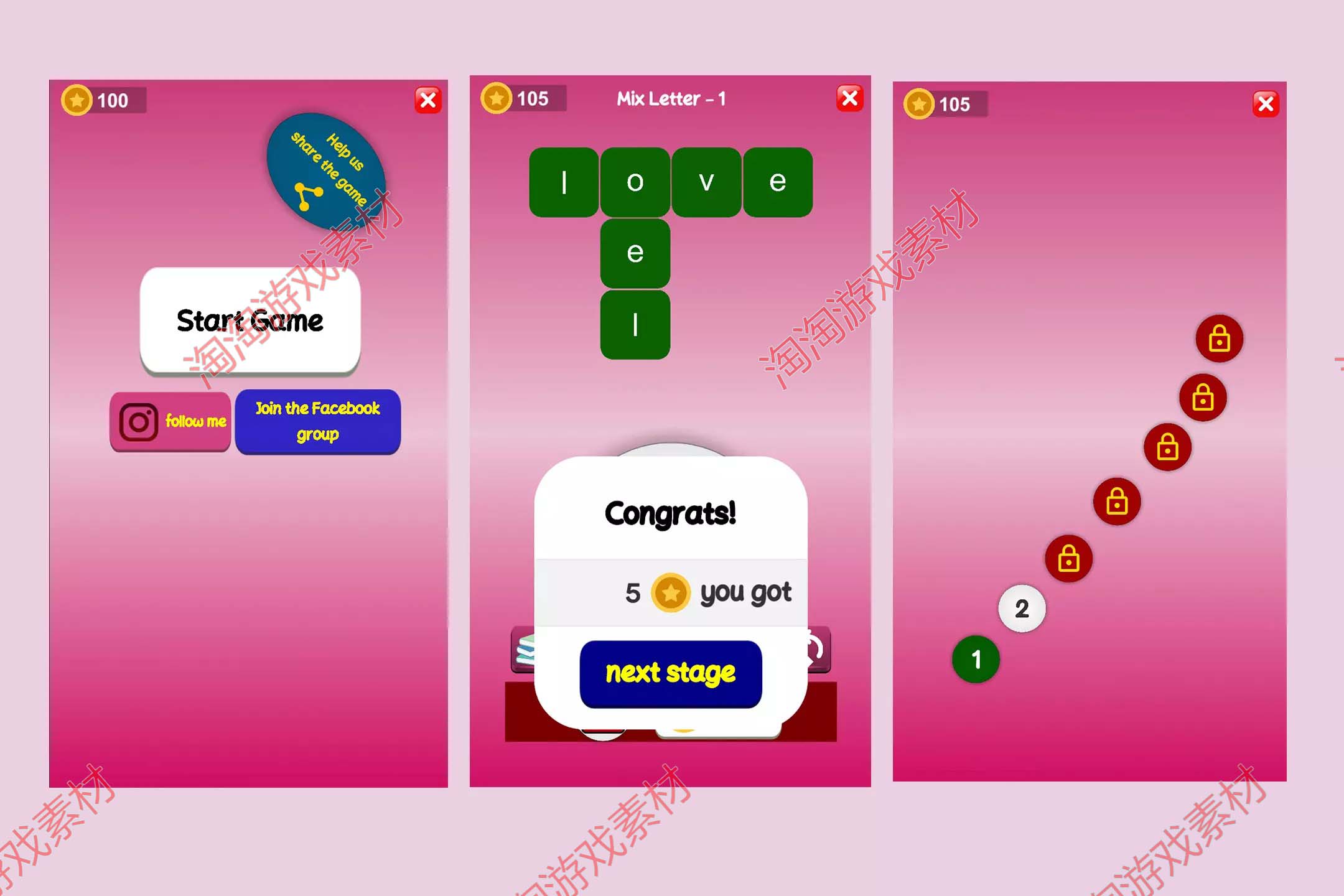 Unity Mix Letters (Word Games) 1.1 字母混合小游戏包模板 - 图1