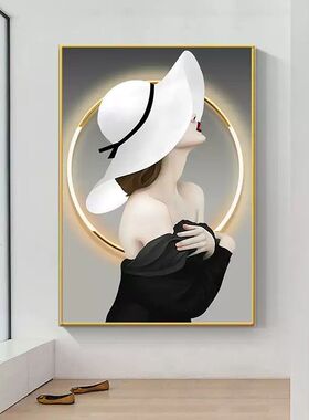 艺术美女玄关装饰画客厅走廊背景墙挂画美容院卧室墙面高级感壁画