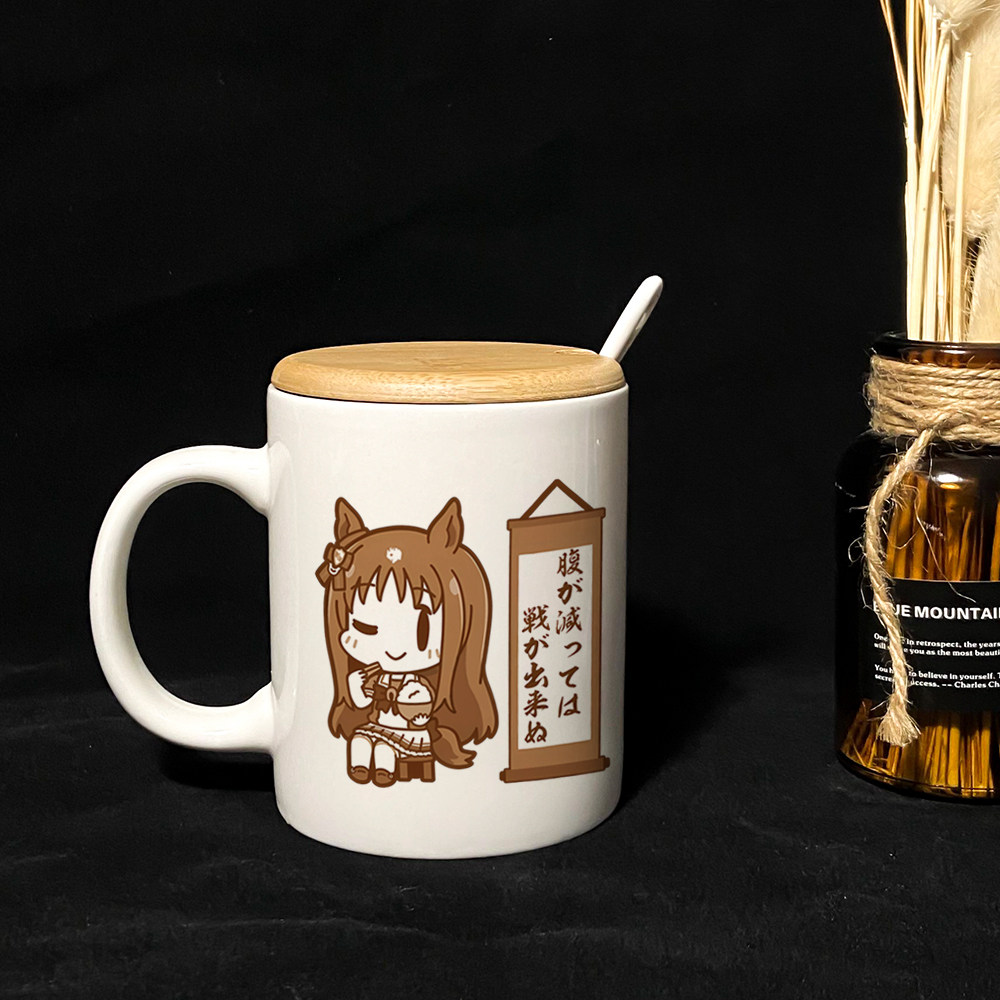 漫能赛马娘陶瓷杯小栗帽水杯子带盖带勺二次元可爱日系游戏周边,淘宝优惠券,粉丝福利购,淘宝优惠卷