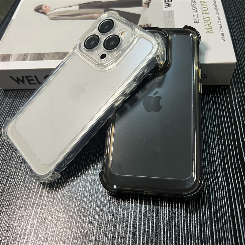 不发黄适用苹果14pro手机壳iPhone13四角防摔12promax手机11/xr自带镜头膜15plus透明亚克力xs简约保护套