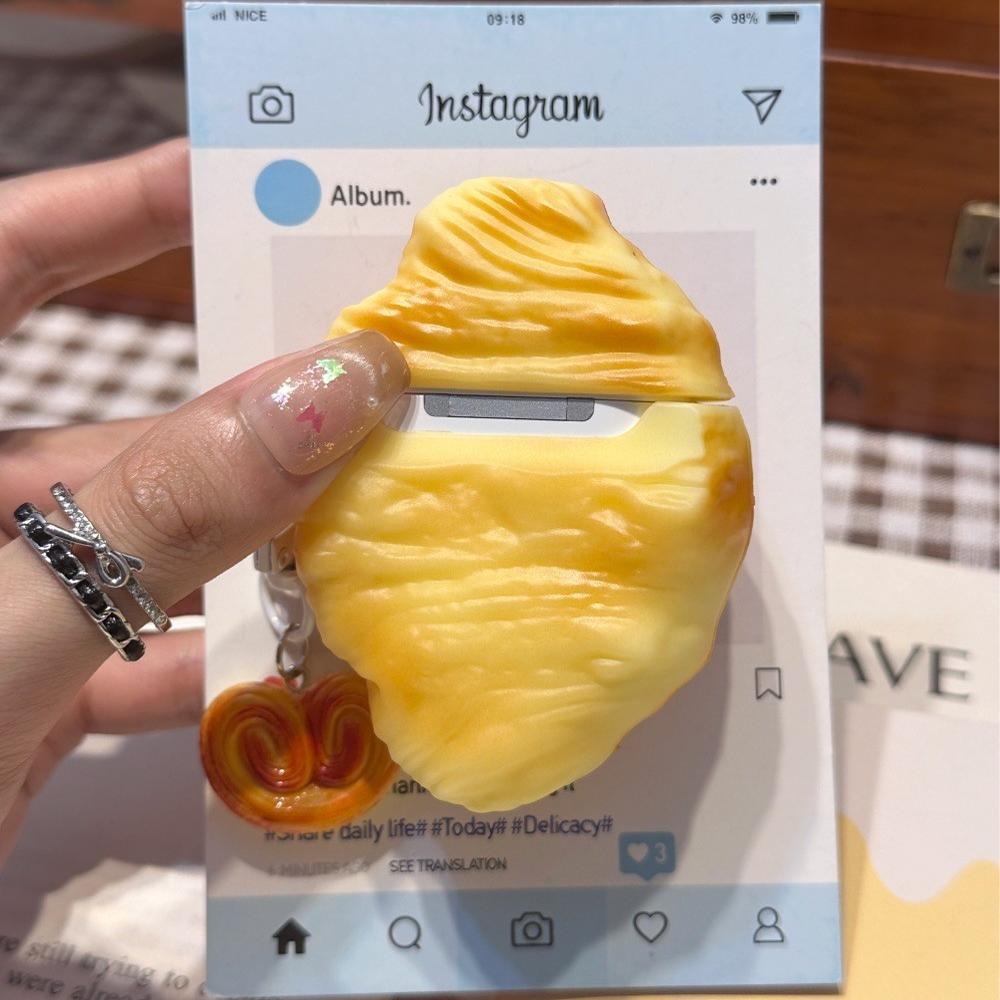 仿真牛角包适用vivoTWS4耳机壳vivotwsAir3Pro保护套iQOOtwsAir2小众防摔3e硅胶1i全包A4个性A3软盒 - 图1