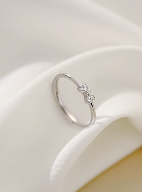 带钻蝴蝶结戒指女2023年新款潮小众设计轻奢感ins食指指环