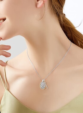 爆款欧美嘻哈男女通用骑士十字架剑圣天使迈克尔吊坠项链厂家直销