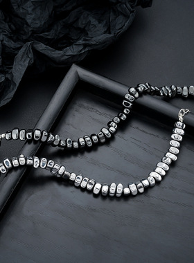 碎银拼接银胆石手链男新中式潮流时尚简约复古个性设计手串女