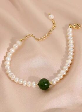 《青黛》仿猫眼石手链女ins小众设计2022年新款珍珠闺蜜百搭转运