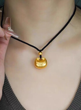 普陀山金包银小胖福吊坠女款福字钱袋子挂坠男编织转运平安符项链